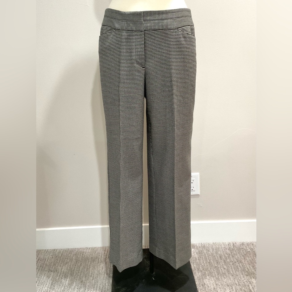 Ann Taylor Loft Checkered Black and Tan Dress Pants Size 8 Curvy